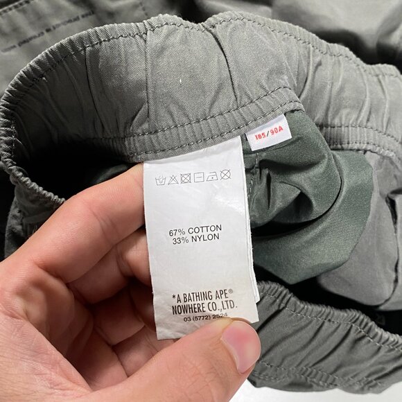 AAPE Team Adjustable Khaki Green Cargo Pants size 32x28 - Picture 8 of 12